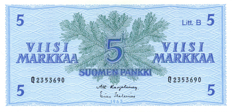 5 Markkaa 1963 Litt.B Q2353690